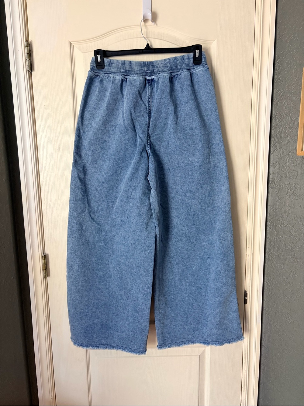 Aerie Soft Landing Wide Leg Light Blue Jean style Trousers, Drawstring, M - Picture 8 of 15